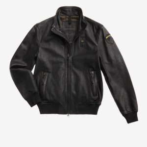 BLAUER- BOMBER IN PELLE NERO