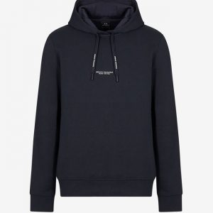 ARMANI EXCHANGE - Felpa in Cotone con Cappuccio Blu Navy