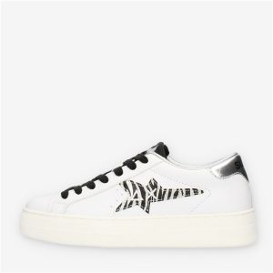 SUN68-Scarpe BETTY BIANCO/ARGENTO LOGO ZEBRATO