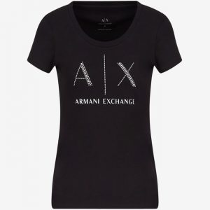 ARMANI EXCHANGE-T-shirt DONNA NERA fit in cotone Pima