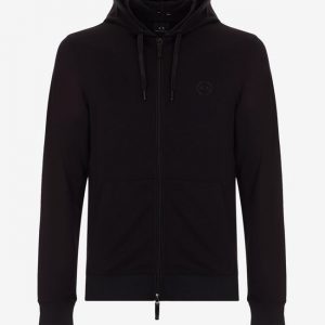 ARMANI EXCHANGE - Felpa Uomo con Zip e Cappuccio Nero