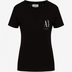 ARMANI EXCHANGE-T-shirt DONNA NERA regular fit con logo