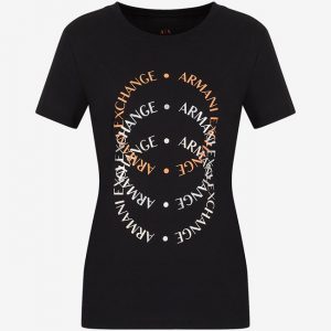 ARMANI EXCHANGE-T-SHIRT DONNA Nera CON STAMPA