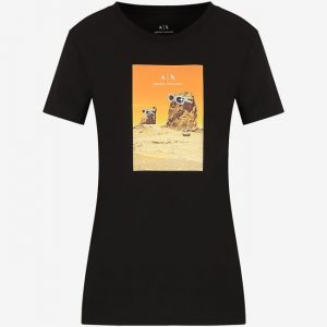 ARMANI EXCHANGE-T-shirt donna nera con stampa