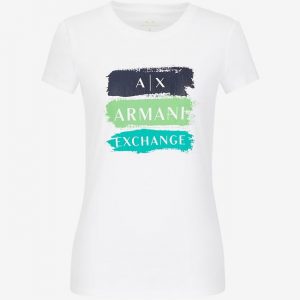 ARMANI EXCHANGE-T-shirt DONNA BIANCA slim fit con scritta logo