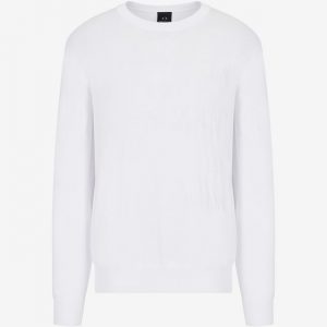ARMANI EXCHANGE - Maglione Uomo Girocollo in Misto Viscoso Bianco