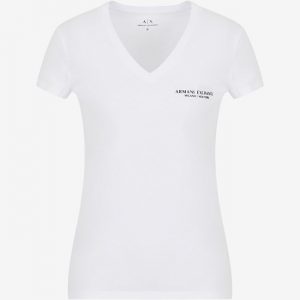 ARMANI EXCHANGE-T-shirt DONNA BIANCA slim fit scollo a V in jersey di cotone