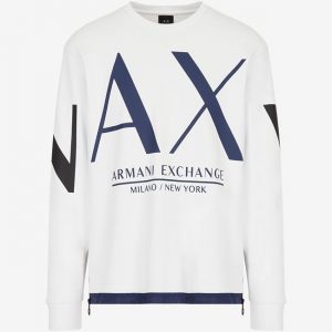 ARMANI EXCHANGE - Felpa Uomo Girocollo in Cotone con Zip Laterali
