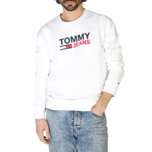 TOMMY HILFIGER-Felpa IN COTONE BIOLOGICO CON LOGO BIANCA