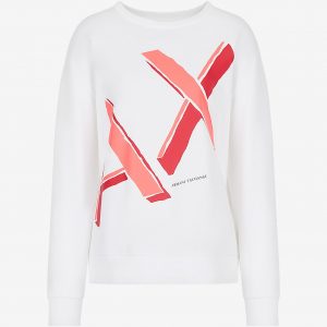 ARMANI EXCHANGE - Felpa Donna Girocollo in Cotone Organico Bianco