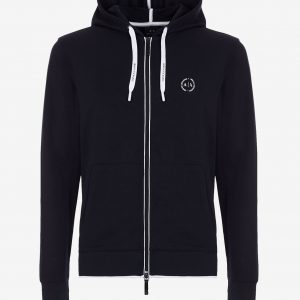 ARMANI EXCHANGE - Felpa Uomo con Zip e Cappuccio Blue Navy