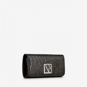 ARMANI EXCHANGE-Portafoglio con catena e scritta logo impressa all-over
