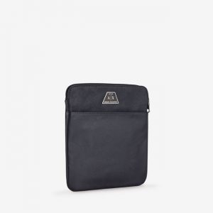 ARMANI EXCHANGE - Tracolla Uomo con Scritta Logo Impressa All-Over Nero