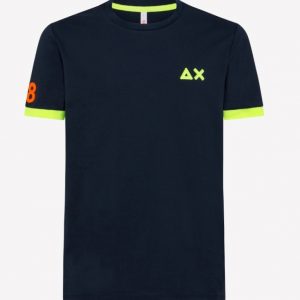 SUN68-T-Shirt UOMO LOGO FLUO BLUE