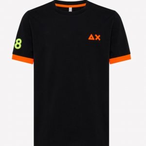 SUN68-T-Shirt UOMO LOGO FLUO NERO