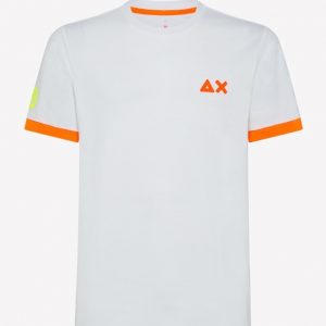 SUN68-T-Shirt UOMO LOGO FLUO BIANCO