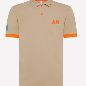 SUN68-Polo UOMO LOGO FLUO EL.BEIGE