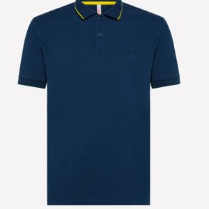 SUN68-Polo UOMO SMALL STRIPE ON COLLAR EL. BLUE SCURO