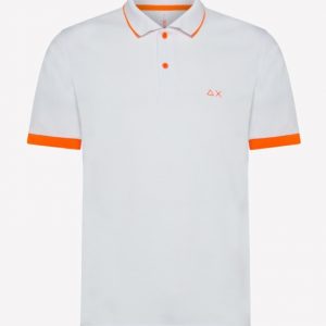 SUN68-Polo UOMO CON STRISCIA FLUO COL.BIANCO