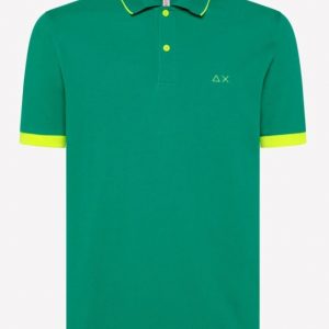 SUN68 - POLO UOMO CON STRISCIA FLUO COL.Verde