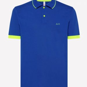 SUN68-Polo UOMO CON STRISCIA FLUO COL.BLUE