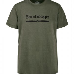 BOMBOOGIE-T-Shirt in Cotone con Stampa Bomboogie Orizzontale OLIVE NIGHT