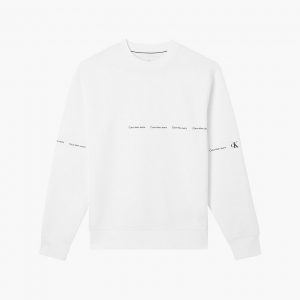 CALVIN KLEIN-Felpa IN COTONE BIOLOGICO CON LOGO BIANCO
