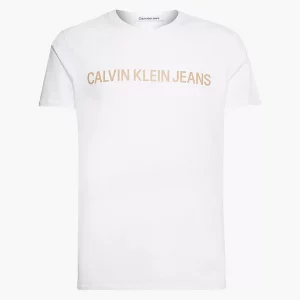 CALVIN KLEIN-T-SHIRT UOMO SLIM IN COTONE BIOLOGICO CON LOGO Bianca