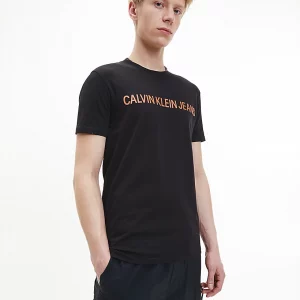 CALVIN KLEIN-T-SHIRT UOMO SLIM IN COTONE BIOLOGICO CON LOGO Nera