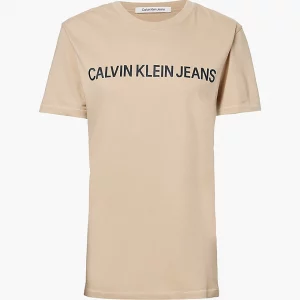 CALVIN KLEIN-T-shirt Uomo Slim In Cotone Biologico Con Logo Beige