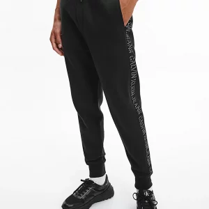 CALVIN KLEIN - Pantaloni Tuta Uomo con Logo in Cotone Biologico Nero