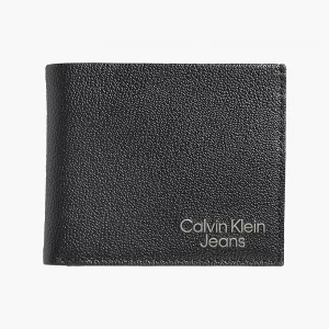 CALVIN KLEIN-PORTAFOGLIO CON PORTAMONETE IN PELLE Nera
