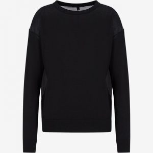 ARMANI EXCHANGE - Maglione Donna Girocollo con Inserto Trasparente Nero
