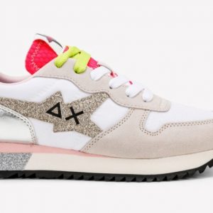 SUN68-Scarpe STARGIRL GLITTER LOGO BIANCO