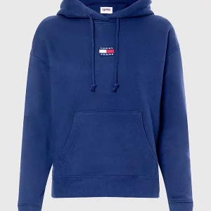 TOMMY HILFIGER-FELPA DONNA CON CAPPUCCIO E DISTINTIVO TOMMY Blu