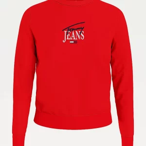 TOMMY HILFIGER-Felpa ESSENTIAL CON LOGO ROSSA