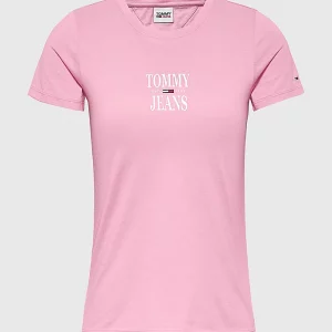 TOMMY HILFIGER-T-SHIRT DONNA ESSENTIAL SKINNY FIT CON LOGO Rosa FRESH