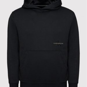 CALVIN KLEIN - Felpa Uomo con Cappuccio e Tasca Anteriore a Canguro Nero