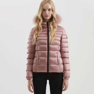 REFRIGIWEAR-PIUMINO CORTO Donna CON PELLICCIOTTO ROSA ANTICO