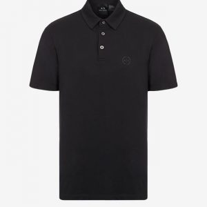 ARMANI EXCHANGE-Polo in piquet di cotone stretch Nera
