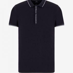 ARMANI EXCHANGE - Polo Uomo in Jersey di Cotone Stretch Blu Navy