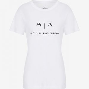 ARMANI EXCHANGE-T-shirt regular fit con logo Bianca