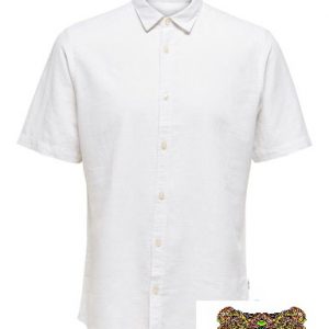 ONLY&SONS-CAMICIA OVER-SIZE LINO BIANCA