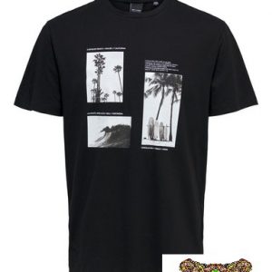ONLY&SONS-T-SHIRT OVER-SIZE NERA CON STAMPA