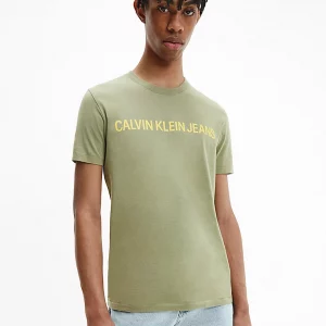 CALVIN KLEIN-T-shirt Uomo Slim In Cotone Biologico Con Logo Verde