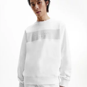 CALVIN KLEIN - Felpa Colour-Block con Logo Bianco