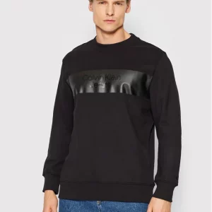 CALVIN KLEIN - Felpa Colour Block con Logo Nero