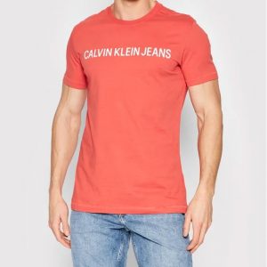 CALVIN KLEIN-T-shirt Uomo Slim In Cotone Biologico Con Logo Rossa