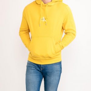CALVIN KLEIN - Felpa con Cappuccio Monogram Giallo