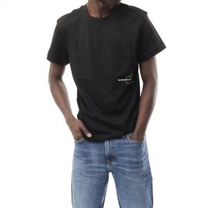 CALVIN KLEIN - T-shirt Uomo con Logo Taglio Squadrato Nero